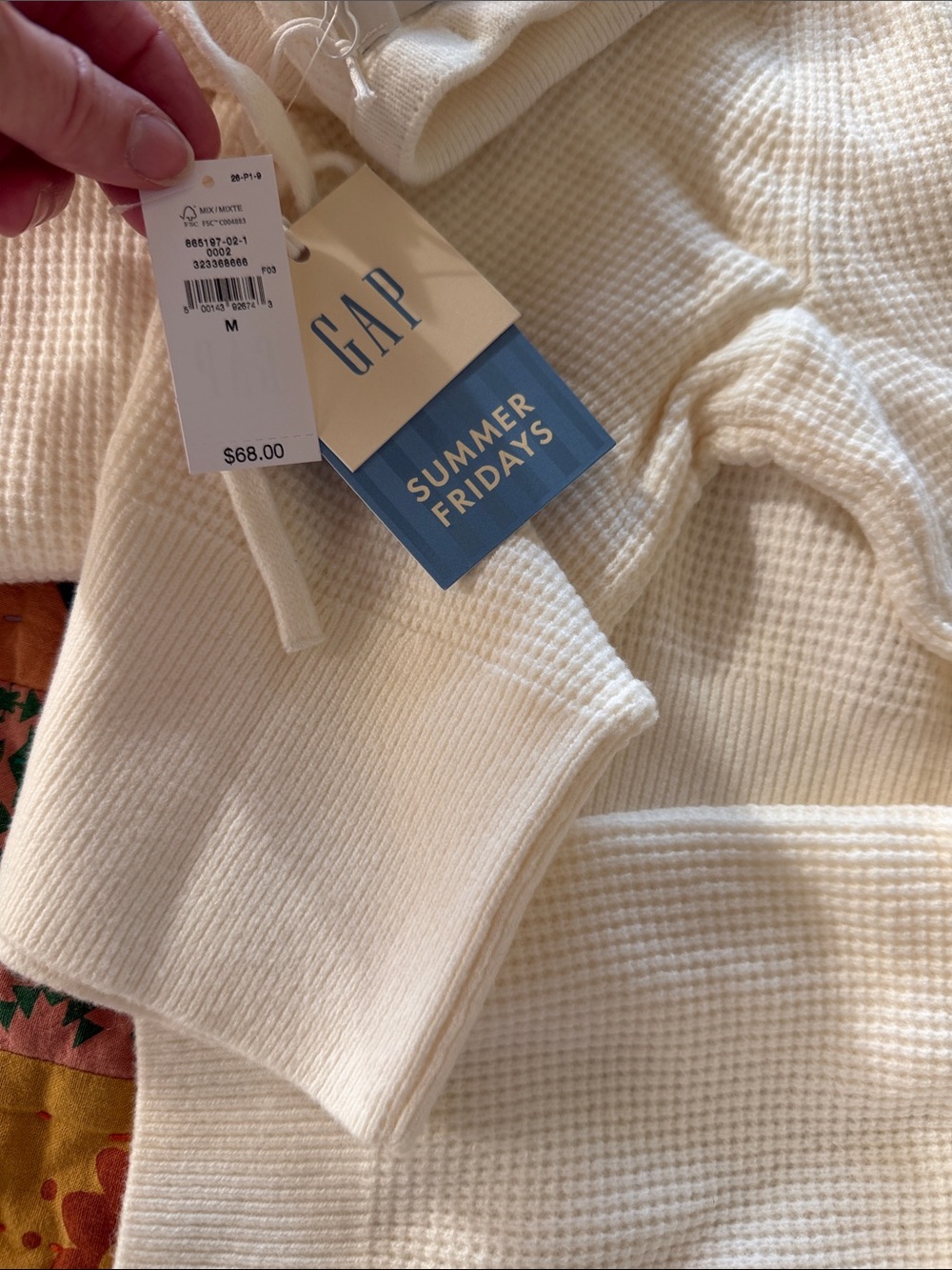 GAP Off-White Waffle-Knit Zip Hoodie L and Wide Leg Pants M - Picture 4 of 4